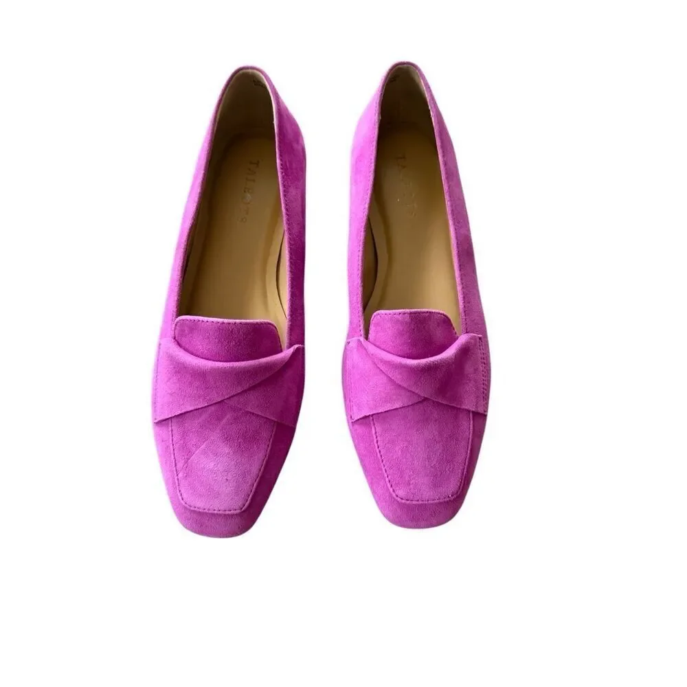 Talbots Womens Fushia Pink Suede Stella Twist Ballet Flats Loafers Size 9.5